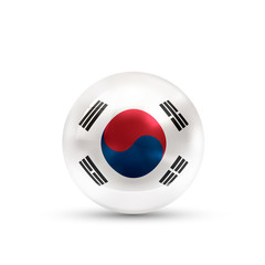 Canvas Print - South Korea flag projected as a glossy sphere on a white background