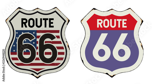 Route 66 vintage metal sign Wallpaper Mural