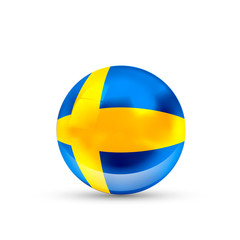 Canvas Print - Sweden flag projected as a glossy sphere on a white background