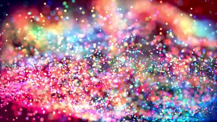 Wall Mural - glitter magic multicolored particles fly and glow in viscous liquid with amazing shining bokeh for f