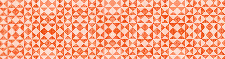 Aufkleber - Fire red white traditional motif tiles texture background banner panorama - Vintage retro cement tile with triangular square pattern