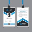 Simple Clean Geometric Blue Id Card Design, Professional Identity Card Template Vector for Employee and Others