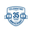 35 years anniversary celebration shield design template. 35th anniversary logo. Vector and illustration.