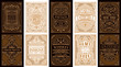 © Extezy - Vintage set retro cards. Template greeting card wedding invitation. Line gold calligraphic frames