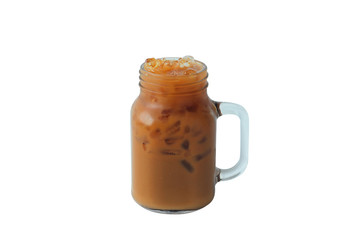 Wall Mural - Isolate Iced coffee in glass on white background