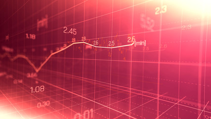 Financial graph showing statistics, prices falling, stock market crash, crisis, inflation rate. Electronic chart with stock market fluctuations abstract concept.