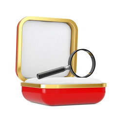 Poster - Magnifying Glass in the Red Gift Box. 3d Rendering