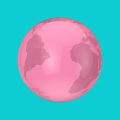 Poster - Pink Earth Globe in Duotone Style. 3d Rendering