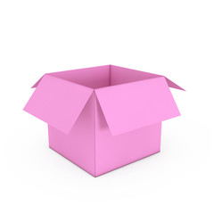 Poster - Open Empty Pink Cardboard Paper Box. 3d Rendering