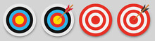 Archery Target With Arrow. Vector Illustration.