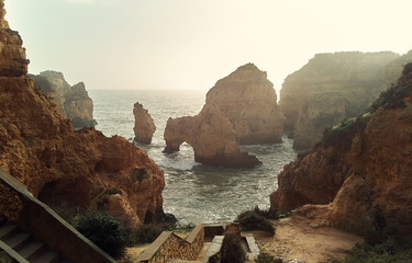 Above image of Ponta da Piedade headland, Lagos town, Portugal