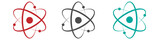 Fototapeta  - Atom icon in flat design. Set molecule symbol or atom symbol isolated. Vector illustration