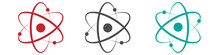 Atom Icon In Flat Design. Set Molecule Symbol Or Atom Symbol Isolated. Vector Illustration