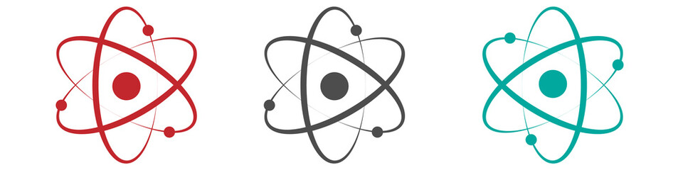Atom icon in flat design. Set molecule symbol or atom symbol isolated. Vector illustration