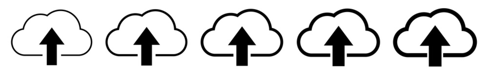 Wall Mural - cloud upload icon black line | clouds arrow up illustration | computing storage symbol | server data