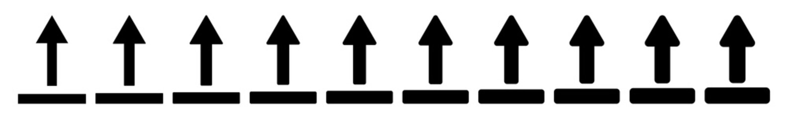 Wall Mural - Upload Arrow Icon Black | Arrows Up Illustration | File Data Transfer Symbol | Web Export Logo | Computer Browser Sign | Isolated | Variations