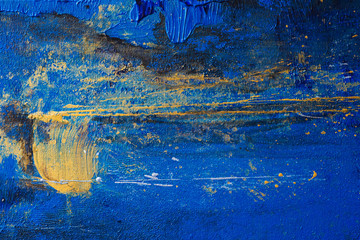 Luxury abstract art painting background turquoise blue and gold. Abstract art background. Oil painting on canvas. Multicolored bright texture. Fragment of artwork