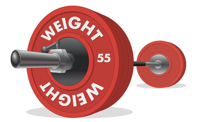 Wall Mural - weightlifting barbell in perspective isolated on a white background