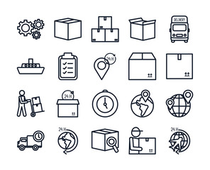 Isolated delivery line style icon set vector design