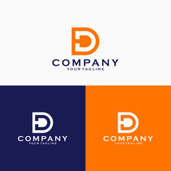 D initial logo template, logo design emblem vector illustration logo template