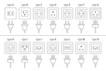 AC Power Plugs And Sockets - All Types - Vector