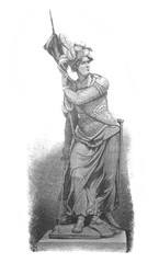 Wall Mural - Statue errected for the name of Joan of Arc in Orleans in the old book The History of Napoleon I, by Peer, 1893