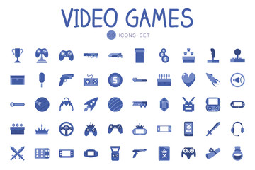 Wall Mural - Isolated 50 videogame line style icon set vector design