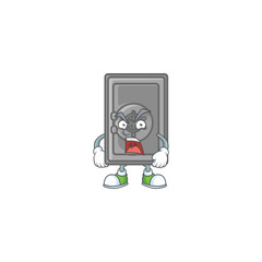 Sticker - Security box closed cartoon character design with angry face