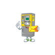 Happily parking ticket machine mascot design style with envelope