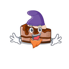 Poster - cartoon mascot of funny chocolate cheesecake dressed as an Elf