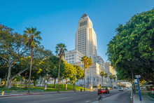Historic Los Angeles City Hall With Blue Sky