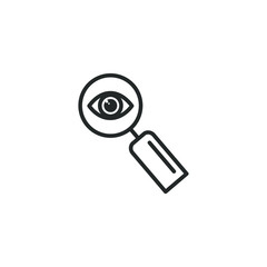 Poster - Magnifier with eye glass outline icon template color editable. Magnifier symbol vector sign isolated on white background illustration for graphic and web design.