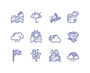 Poster - weather icon set, line style design