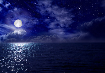 Wall Mural - full moon over the sea