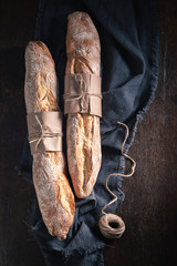 Wall Mural - Homemade french baguettes freshly baked in bakery