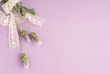 Lavender Flower On Purple Background With Copy Space