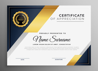 Wall Mural - geometric premium golden multipurpose certificate template design
