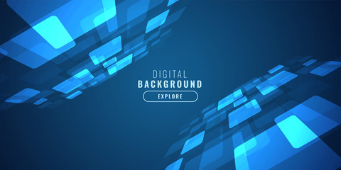 Sticker - digital blue technology background with perspective design