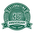 35 years of celebrations design template. 35th anniversary logo. Vector and illustrations.