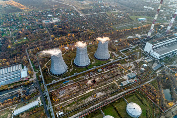 Wall Mural - Cooling towers of a large thermal power plant.