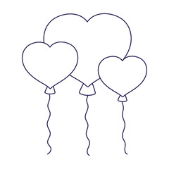 Poster - happy valentines day, balloons shaped heart love romantic decoration line style