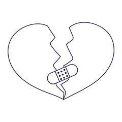 Poster - happy valentines day, broken heart love sad bandage first aid icon line style