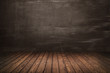 light and dark gray wall and brown wooden floor decoration for textured background.