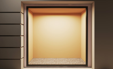 Wall Mural - empty storefront. view from the evening street.. 3d rendering