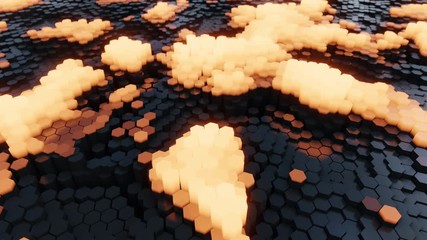 Wall Mural - footage of hexagon waving and transform to world map
