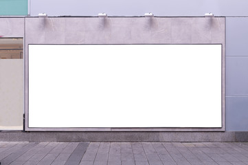 Large blank billboard on a street wall, banners with room to add your own text