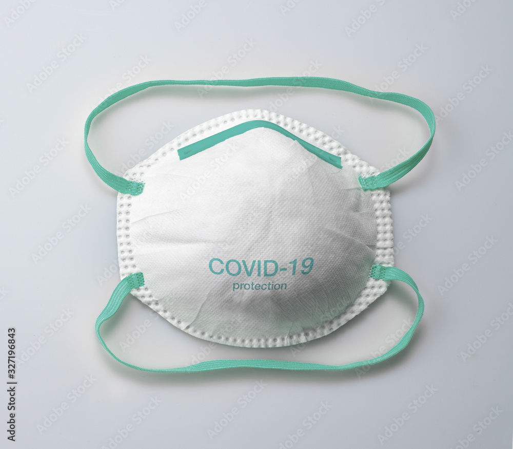 Anti virus protection mask ffp2 standart to prevent corona COVID-19 infection - obrazy, fototapety, plakaty 