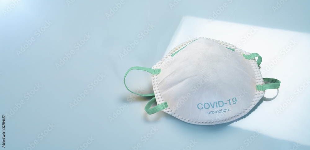 Anti virus protection mask ffp2 standart to prevent corona COVID-19 infection - obrazy, fototapety, plakaty 