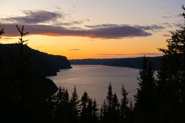 Wall Mural - Beautiful sunset in the Fjord-du-Saguenay national park, Canada