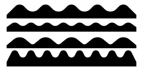 Set of black wave silhouette isolated on white background. Vector illustration